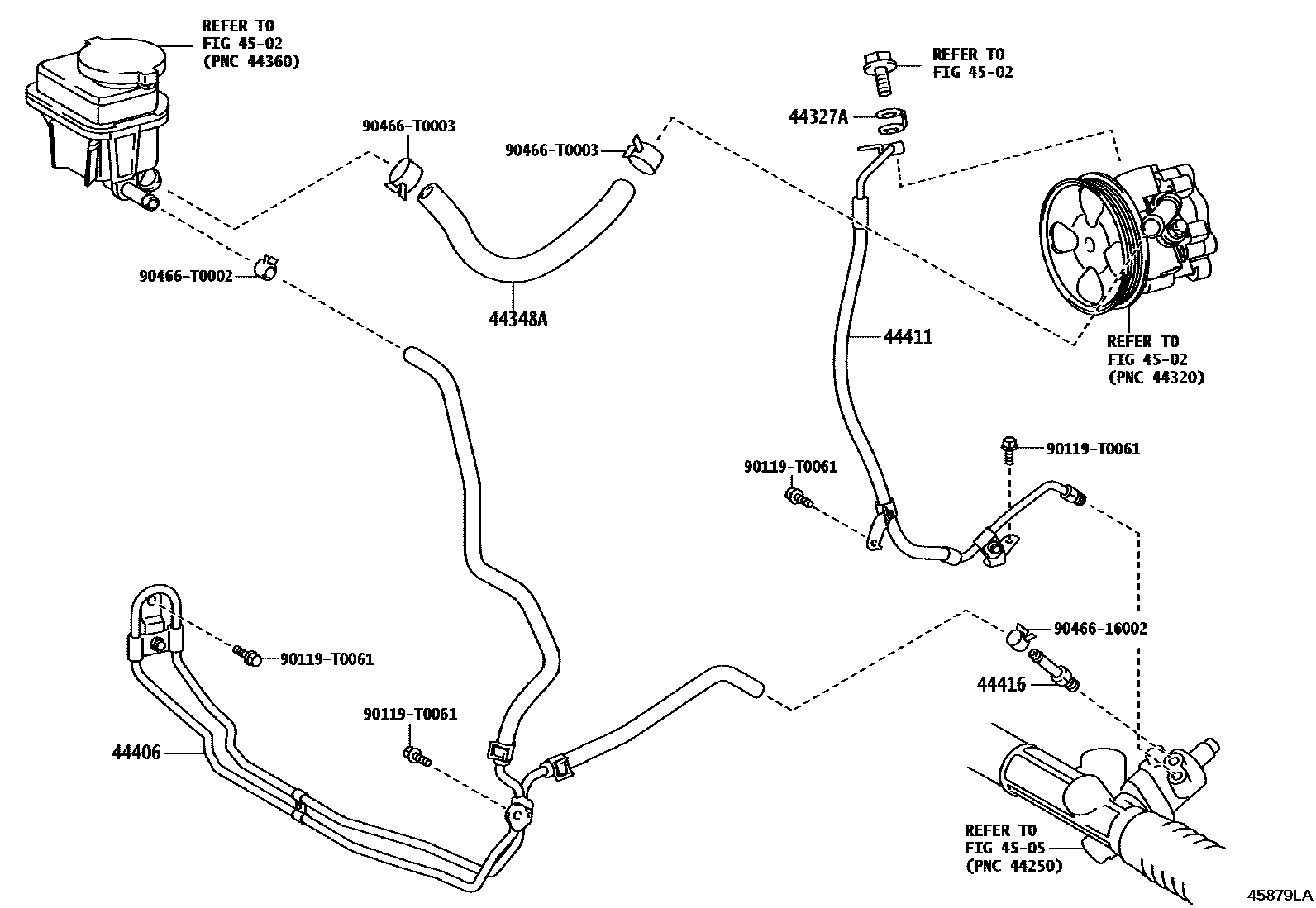 Toyota HILUX 动力转向配管 EPC diagram — 45879LA