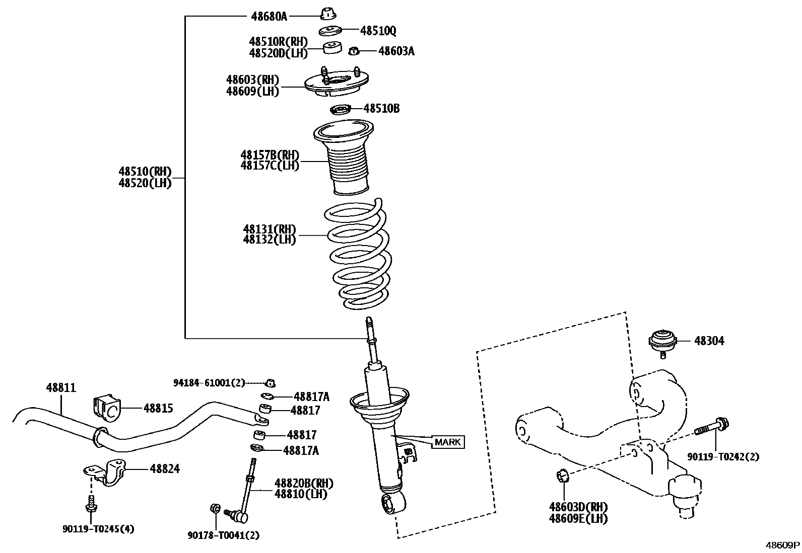 Toyota HILUX Front Spring & Shock Absorber EPC diagram — 48609P