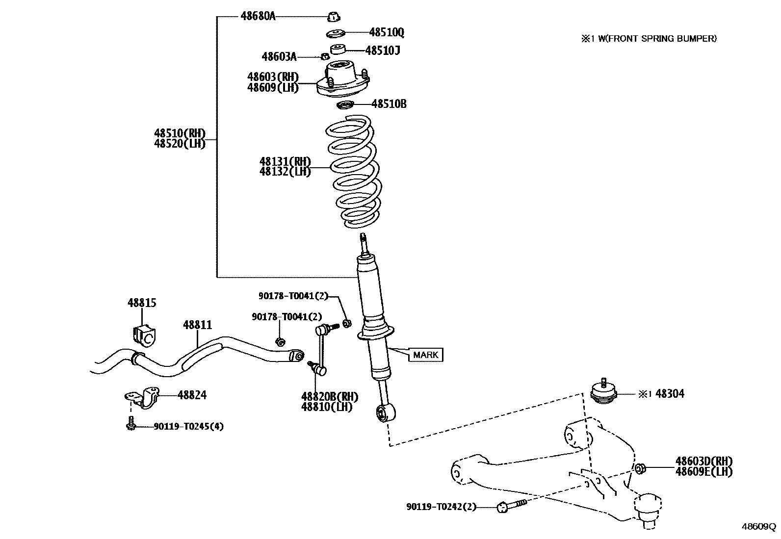 Toyota HILUX Front Spring & Shock Absorber EPC diagram — 48609Q