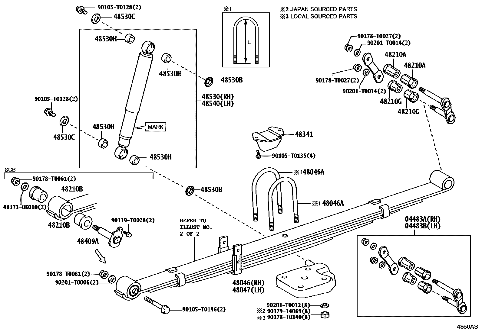 Toyota HILUX Rear Spring & Shock Absorber EPC diagram — 4860AS