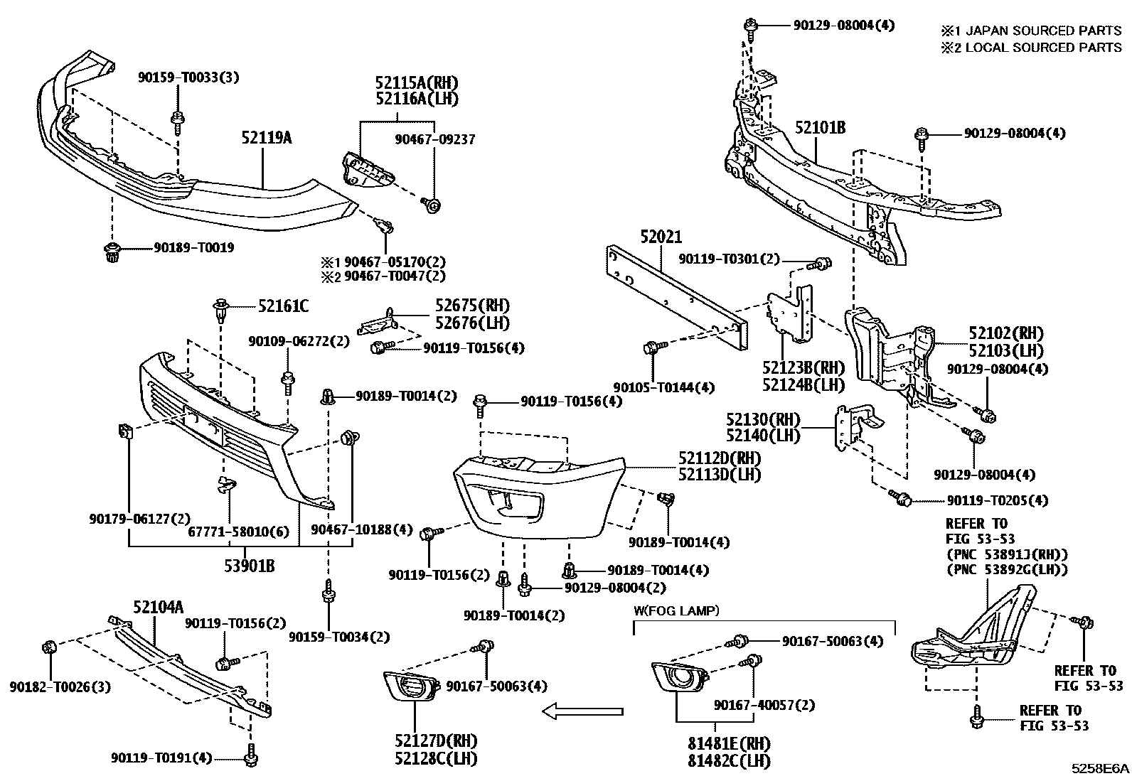 Toyota HILUX 前保险杠及附件 EPC diagram — 5258E6A