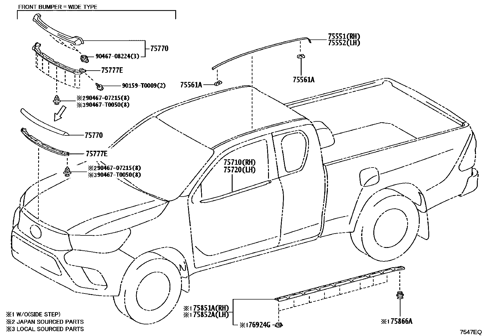 Toyota HILUX 防护条 EPC diagram — 7547EQ