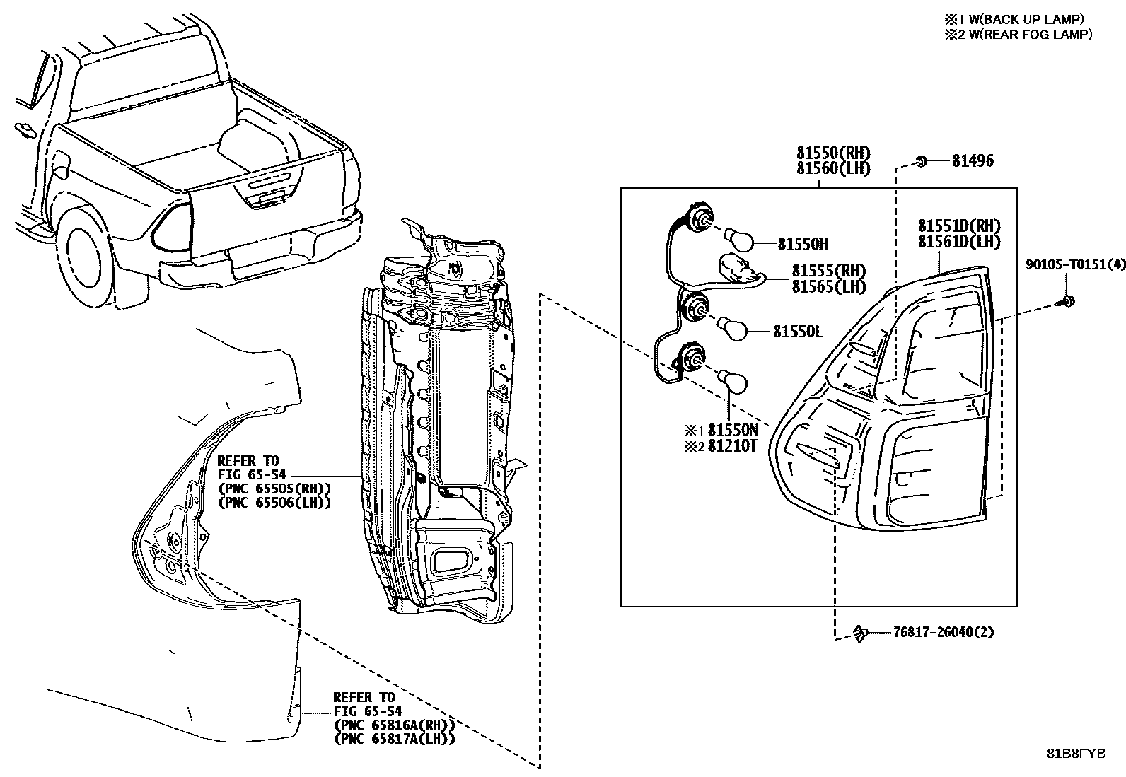 Toyota HILUX 后组合灯 EPC diagram — 81B8FYB