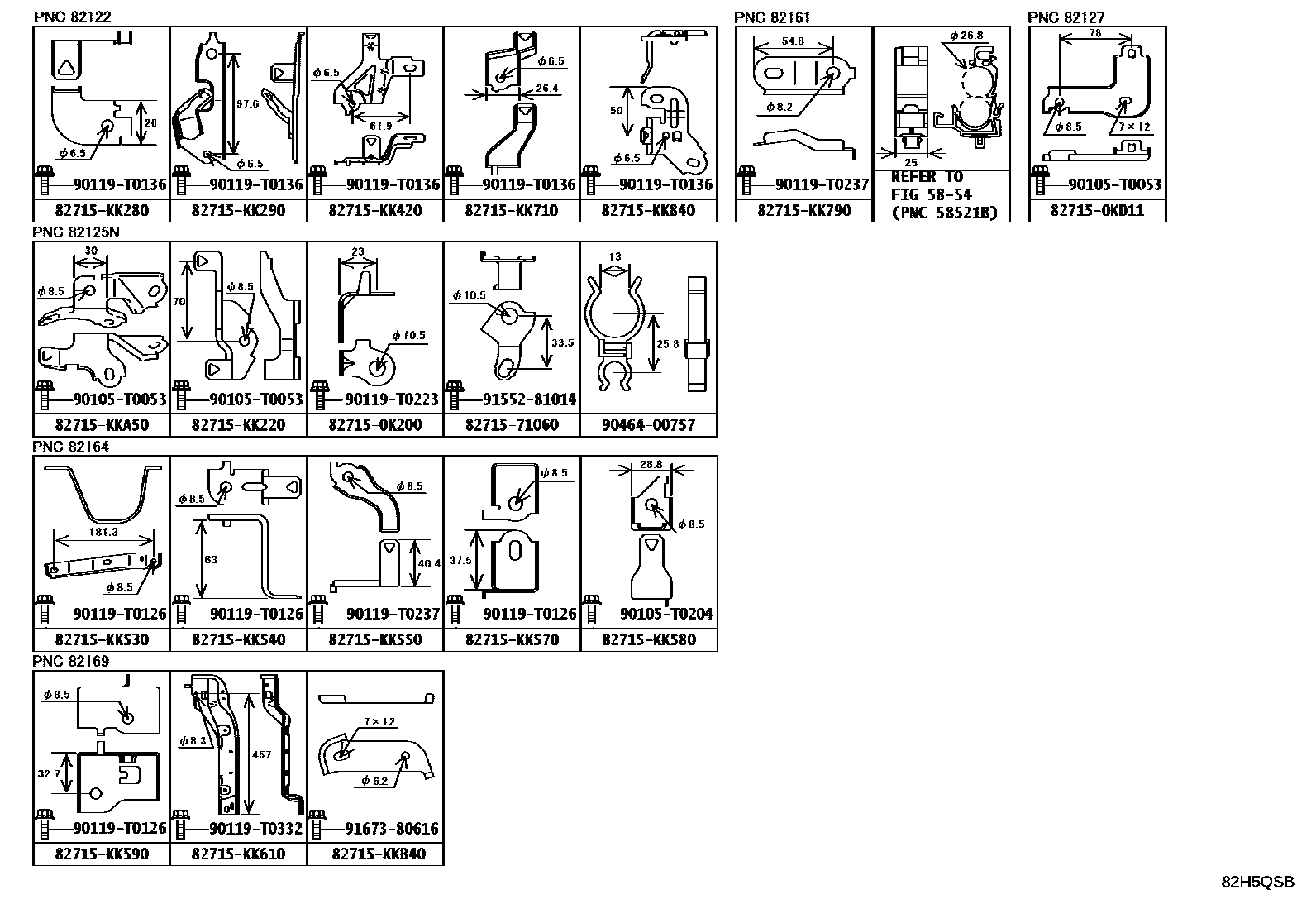 Toyota HILUX 线束和卡夹 EPC diagram — 82H5QSB