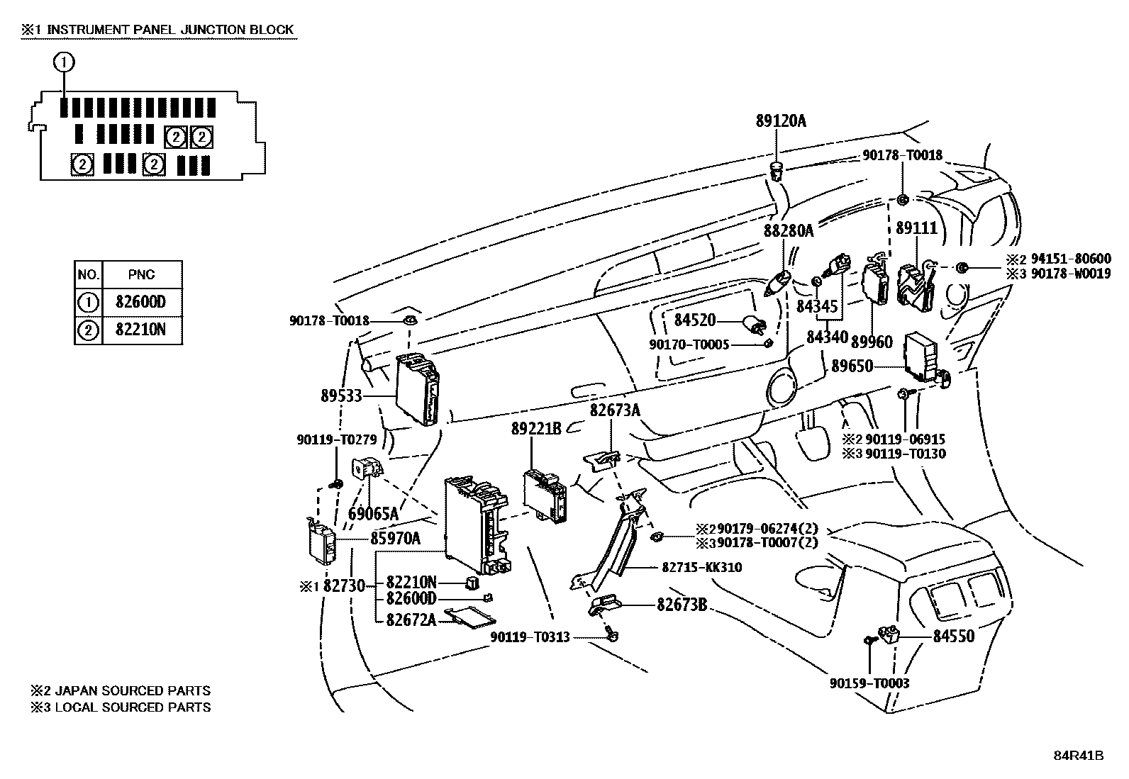 Toyota HILUX 开关和继电器和ECU EPC diagram — 84R41B