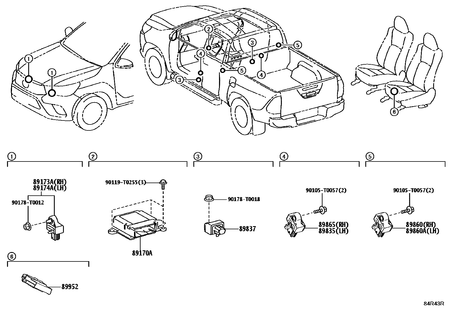 Toyota HILUX 空气囊 EPC diagram — 84R43R
