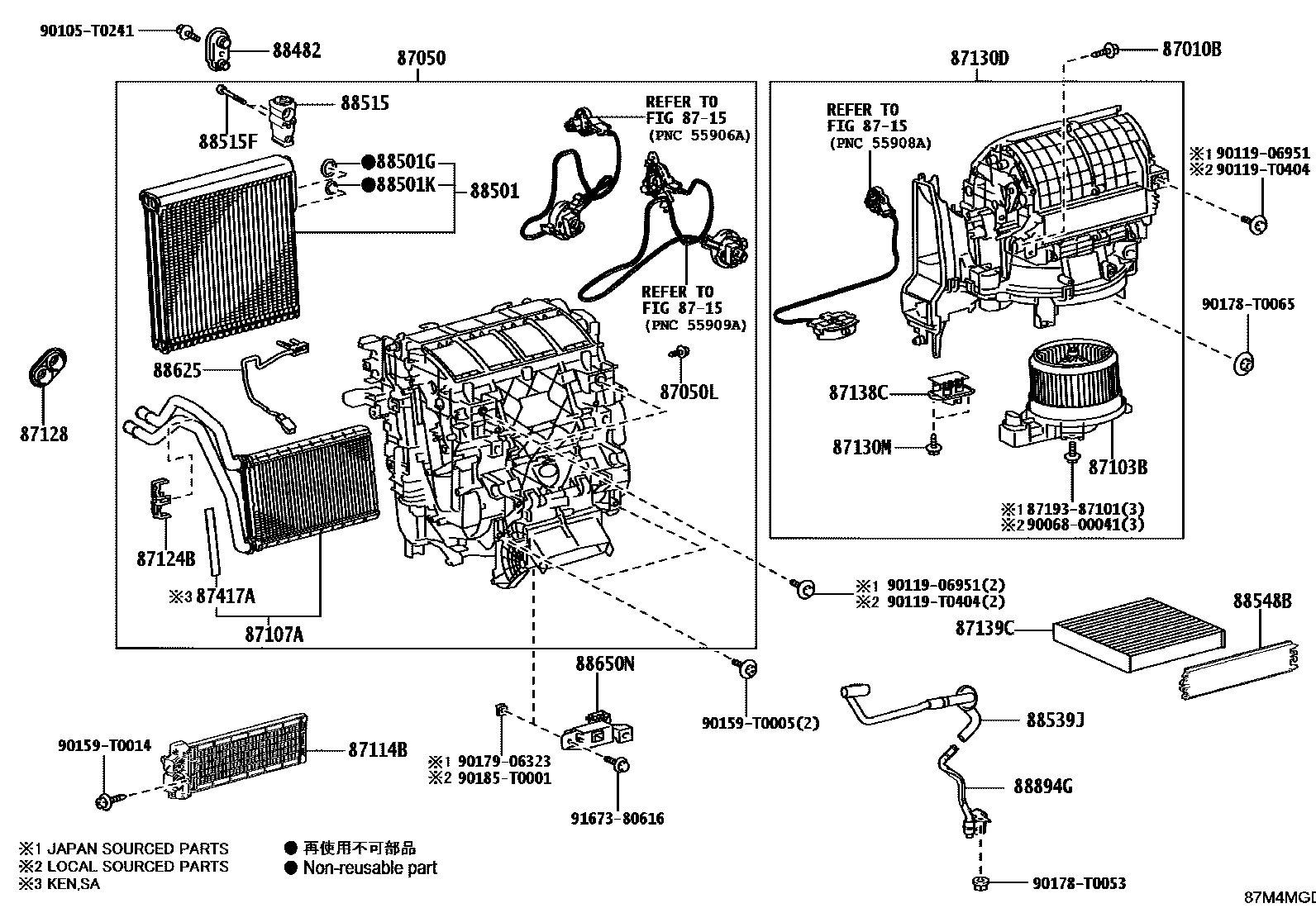 Toyota HILUX 暖风和空调系统 - 冷却器组件 EPC diagram — 87M4MGD