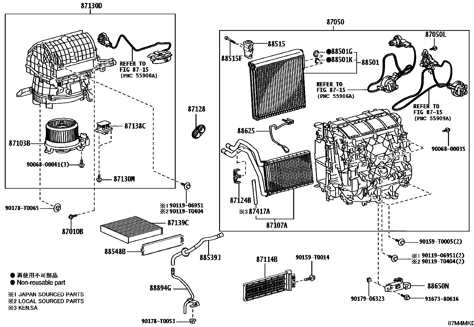 Toyota HILUX 暖风和空调系统 - 冷却器组件 EPC diagram — 87M4MKD