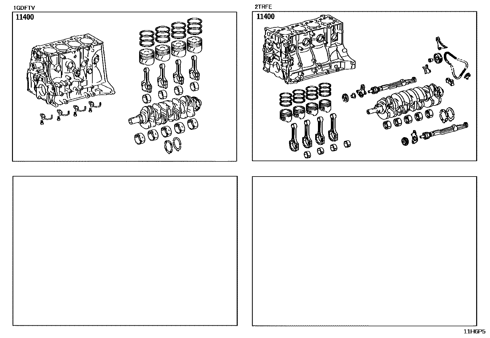Toyota HILUX Short Block Assembly EPC diagram — 11H6P5