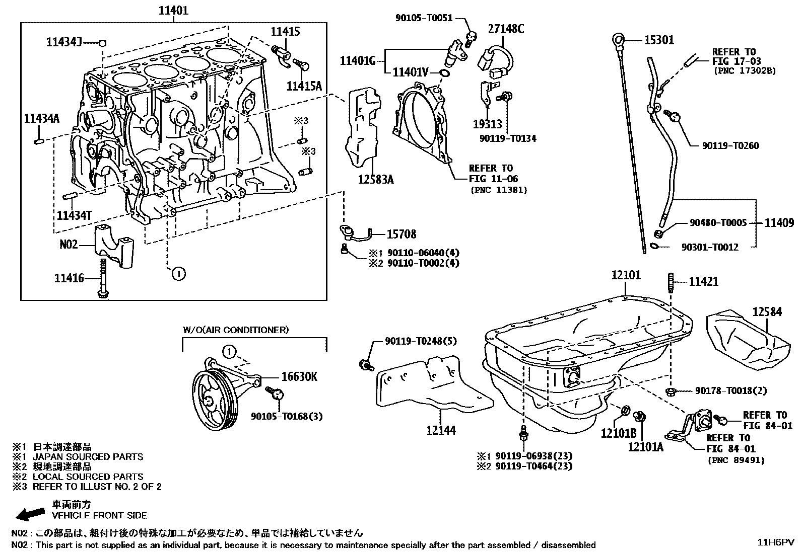 Toyota HILUX Cylinder Block EPC diagram — 11H6PV
