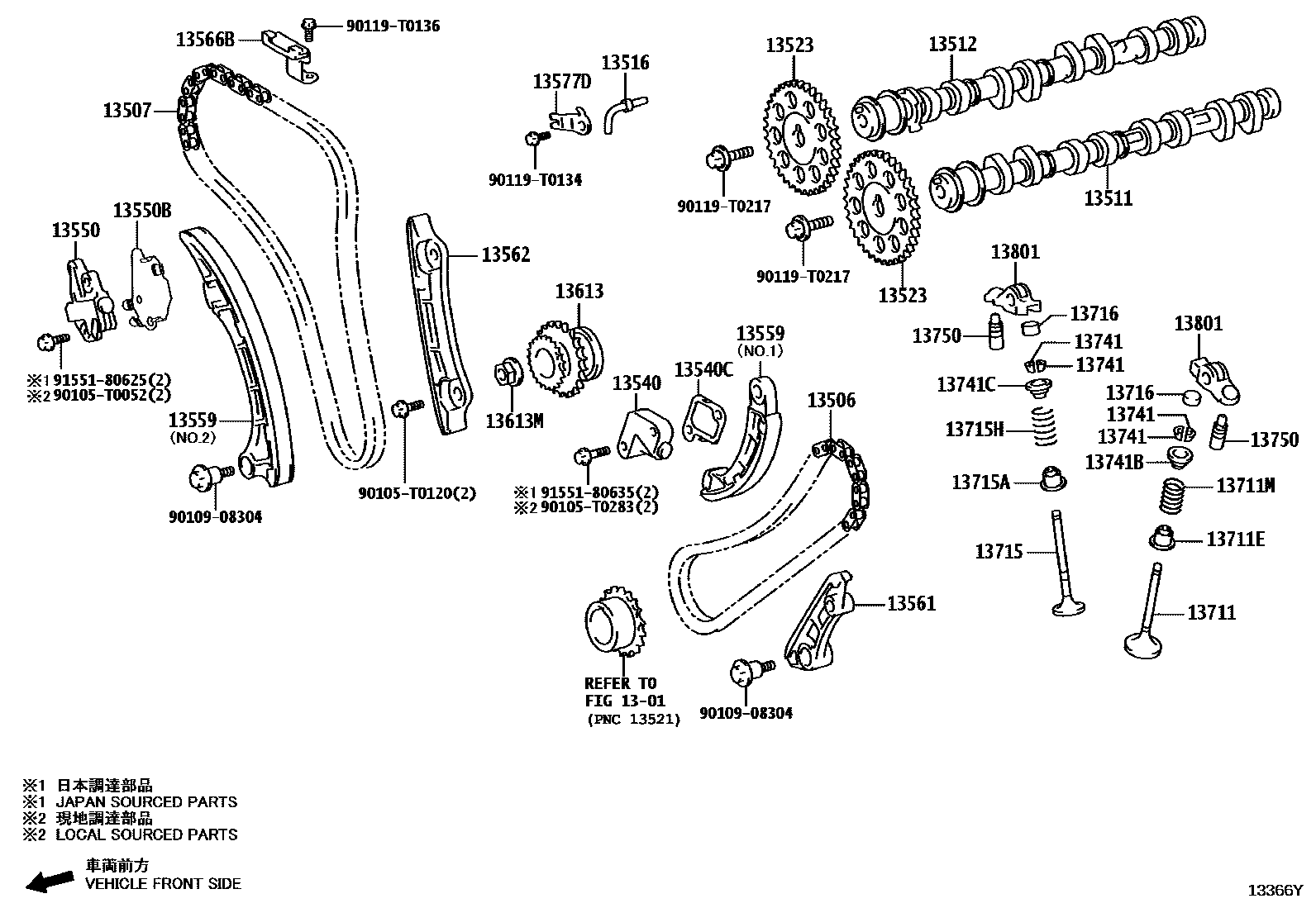 Toyota HILUX Camshaft & Valve EPC diagram — 13366Y