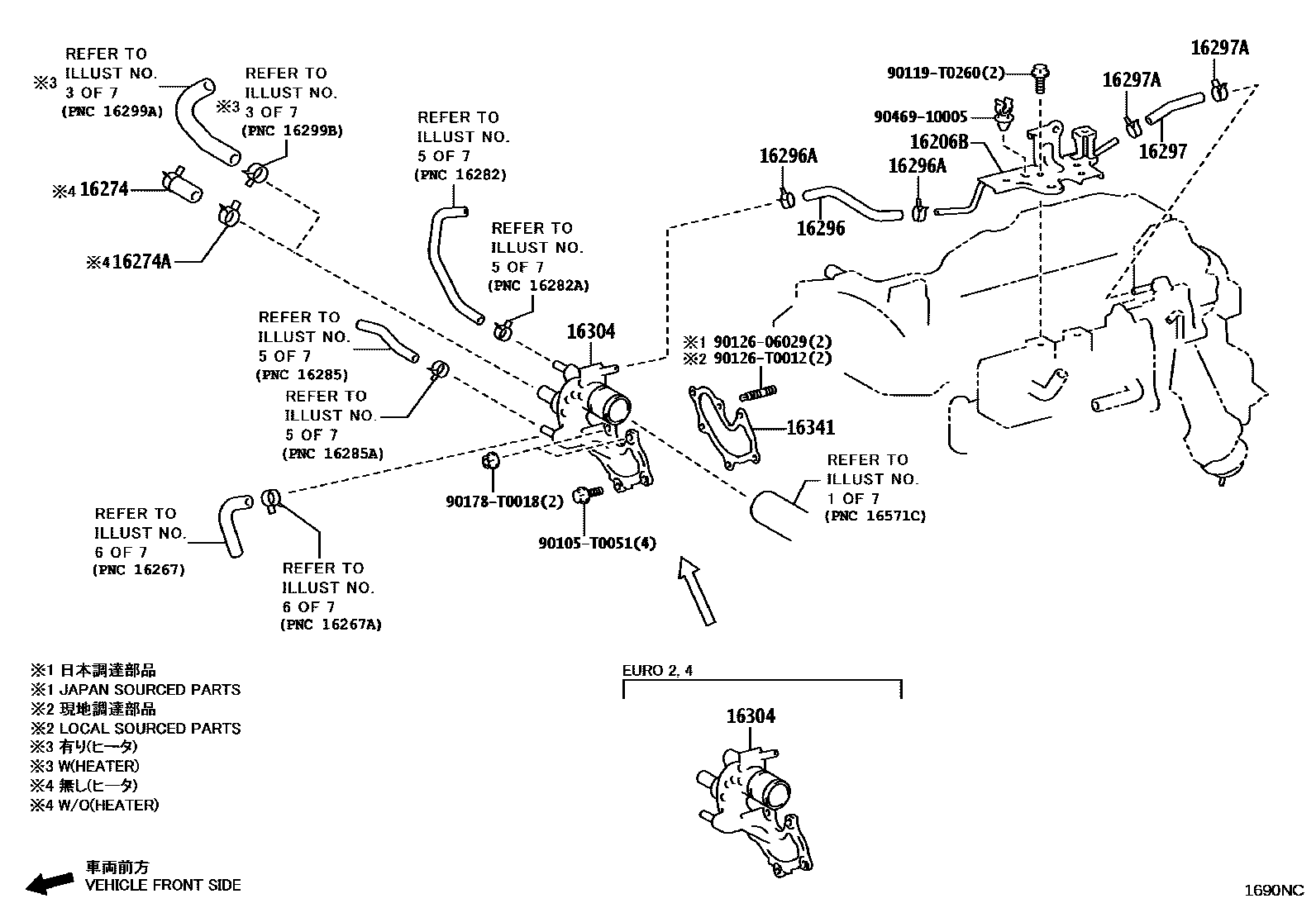 Toyota HILUX RADIATOR & WATER OUTLET EPC diagram — 1690NC