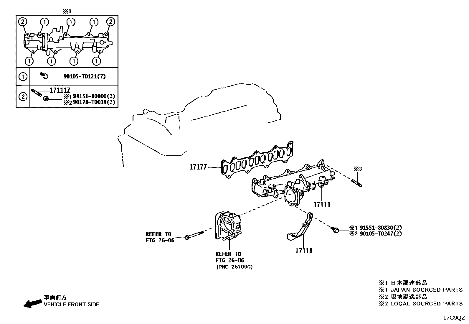 Toyota HILUX Manifold EPC diagram — 17C9Q2
