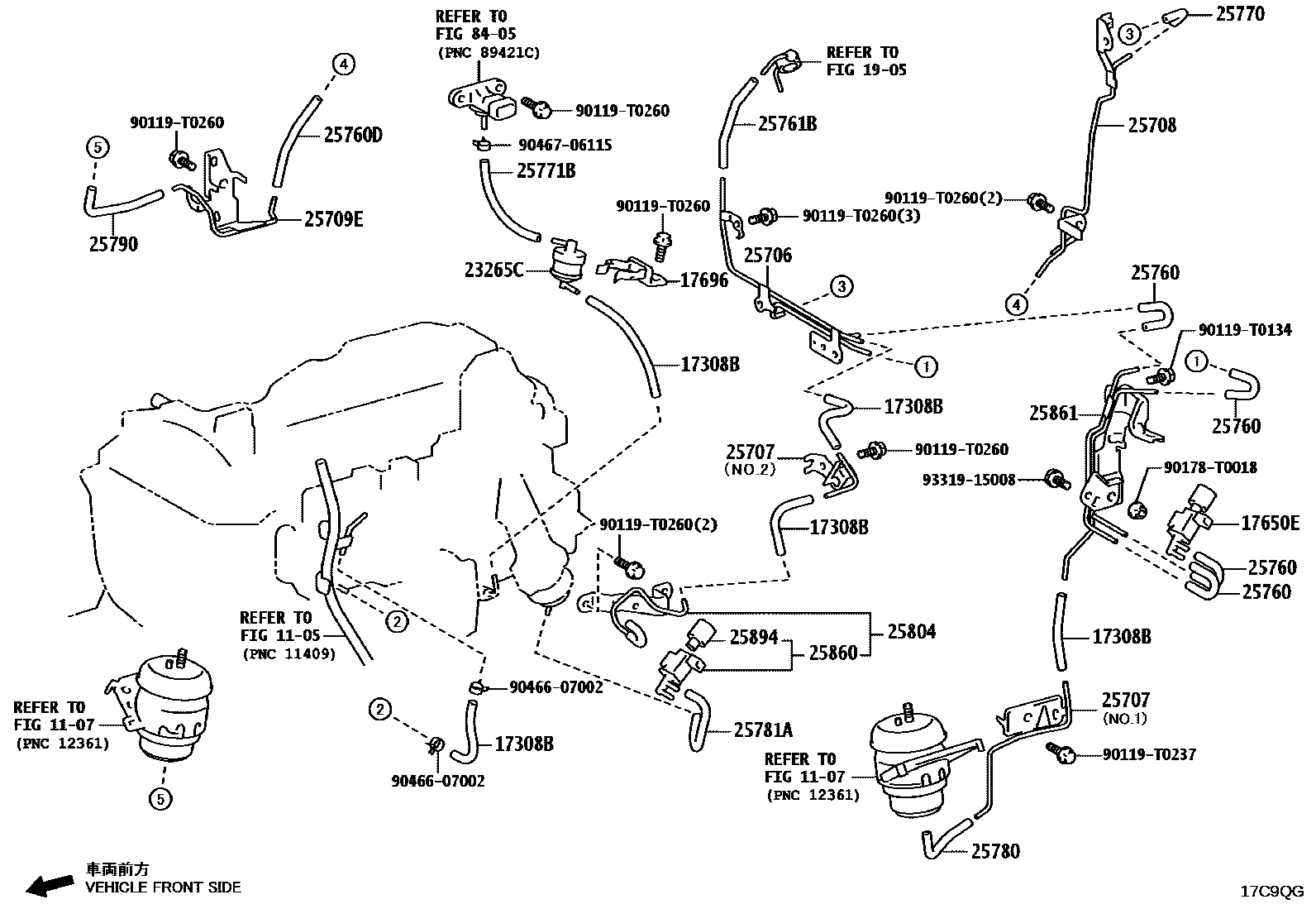 Toyota HILUX vacuum tube EPC diagram — 17C9QG