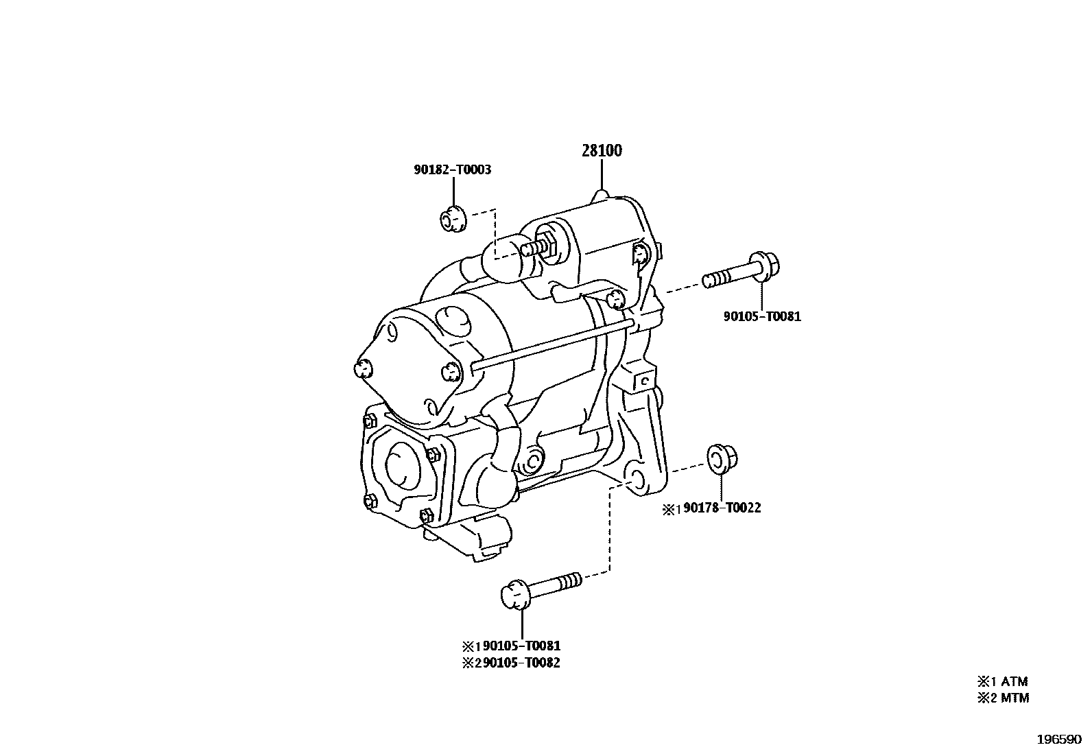 Toyota HILUX 起动机 EPC diagram — 196590