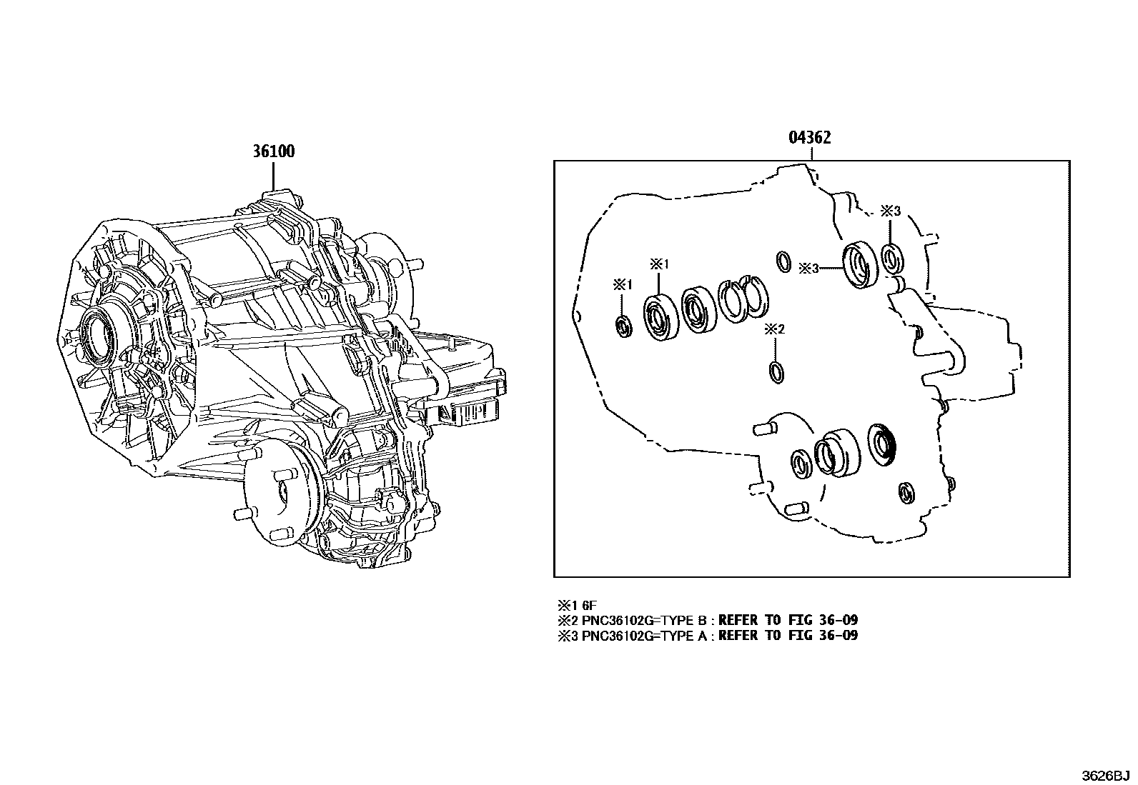 Toyota HILUX Transfer Assembly & Gasket Kit EPC diagram — 3626BJ