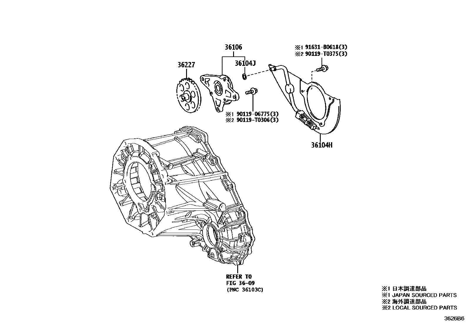 Toyota HILUX 分动器油泵 EPC diagram — 3626B6
