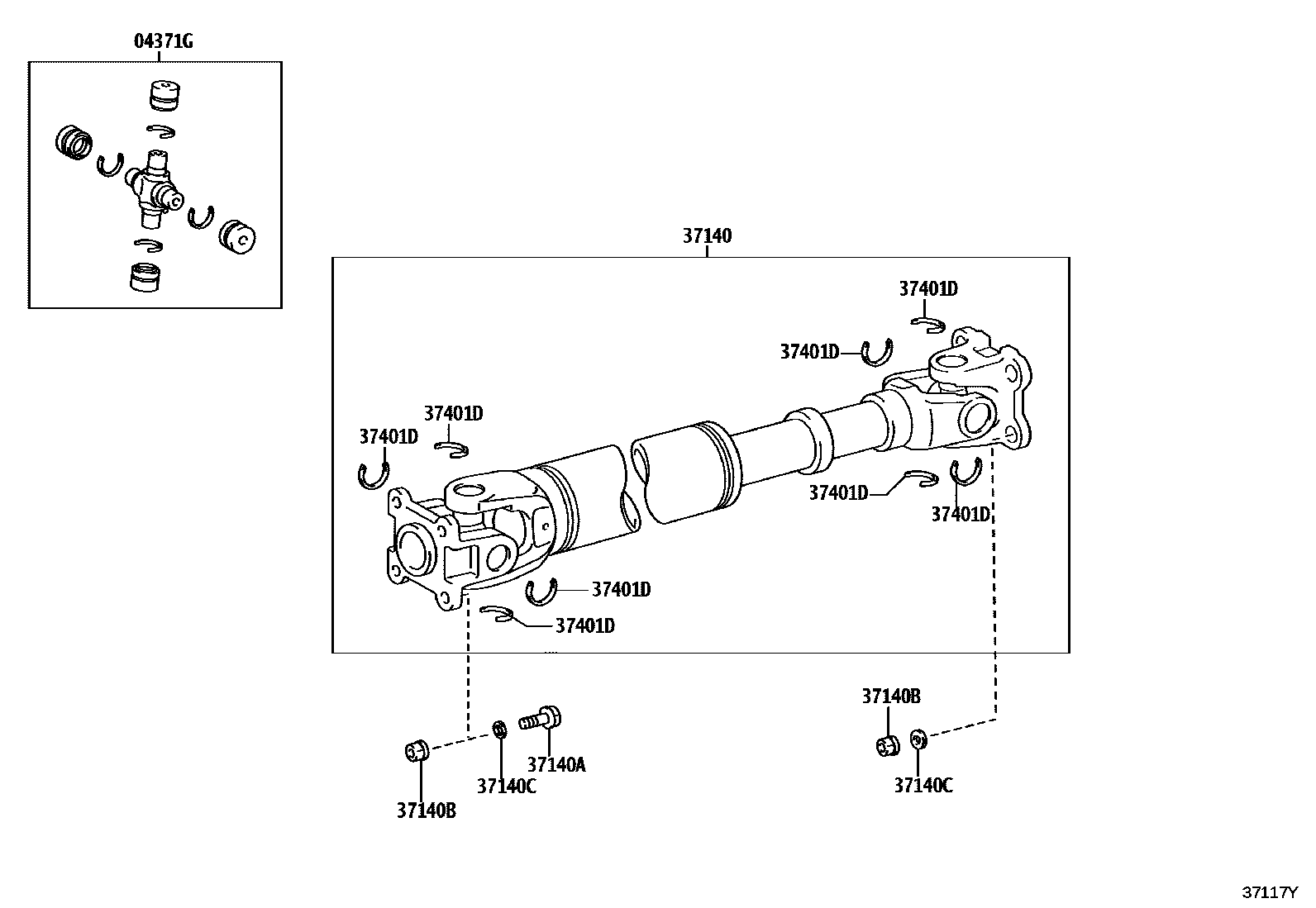Toyota HILUX Propeller Shaft & Universal Joint EPC diagram — 37117Y