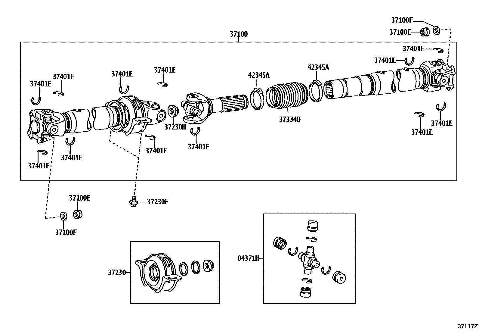 Toyota HILUX Propeller Shaft & Universal Joint EPC diagram — 37117Z