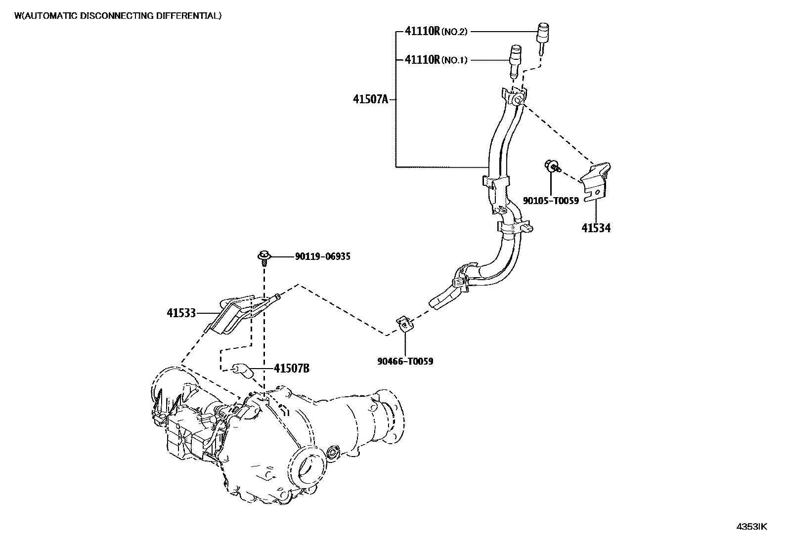Toyota HILUX 前桥壳和差速器 EPC diagram — 4353IK