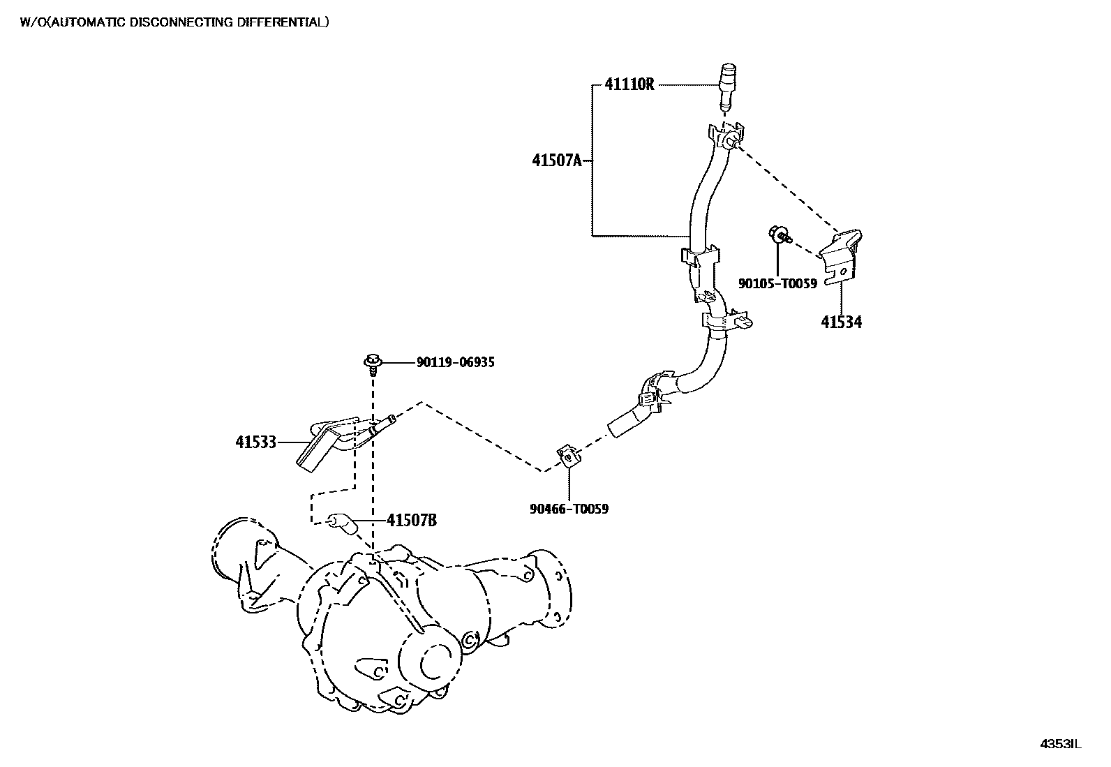 Toyota HILUX 前桥壳和差速器 EPC diagram — 4353IL