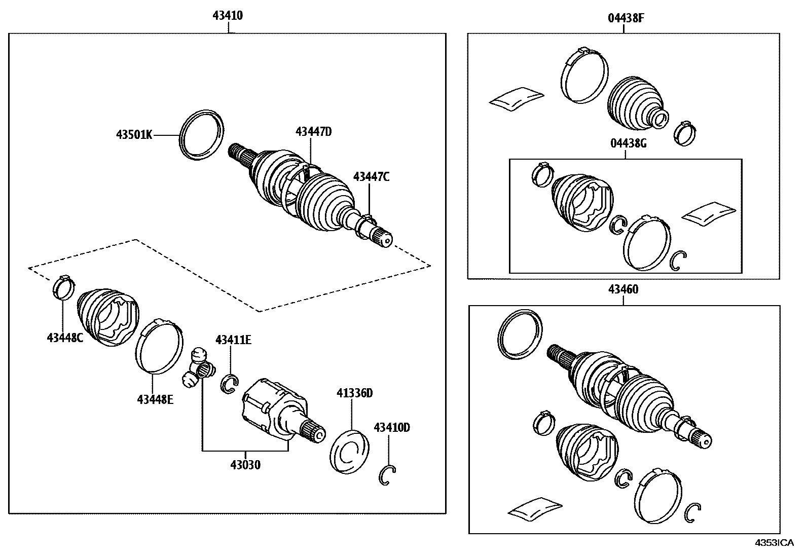Toyota HILUX Front Drive Shaft EPC diagram — 4353ICA