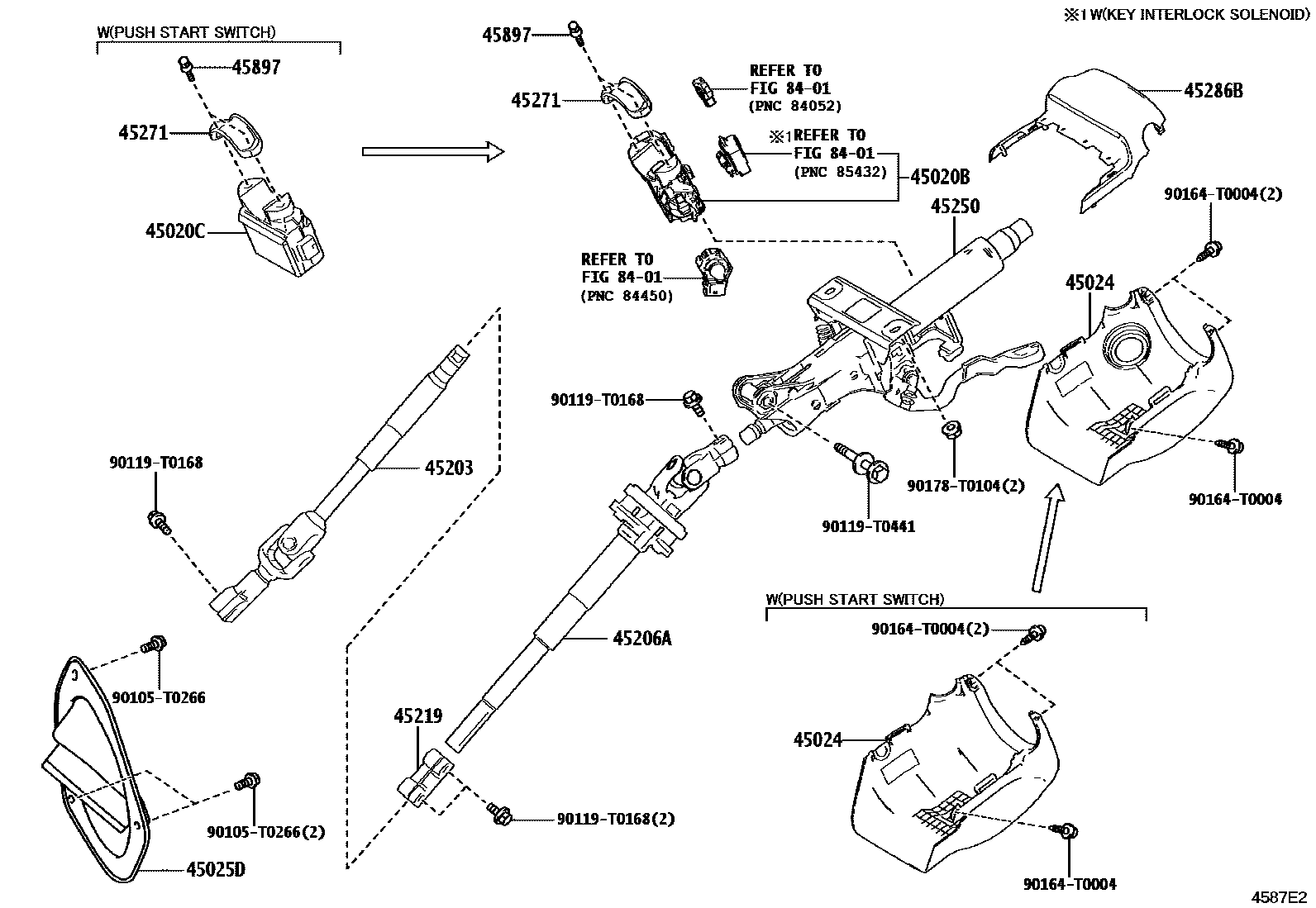 Toyota HILUX Steering Column & Shaft EPC diagram — 4587E2