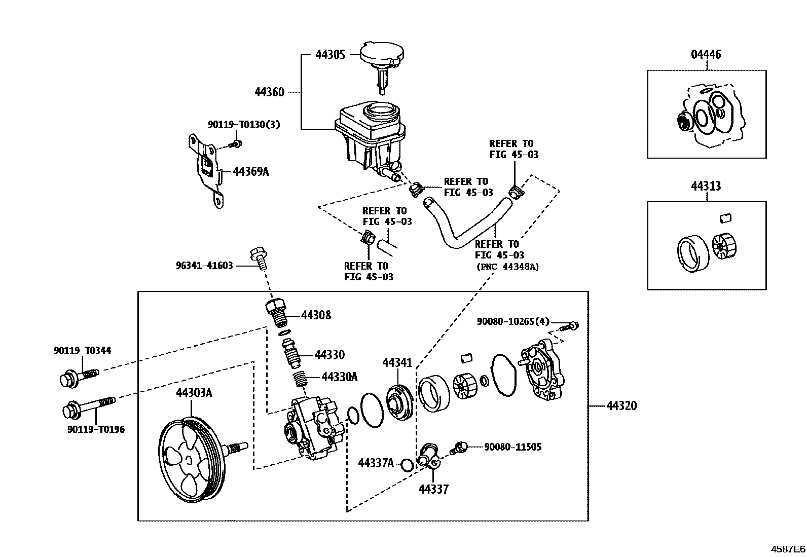 Toyota HILUX 叶片泵和储油罐(动力转向) EPC diagram — 4587E6
