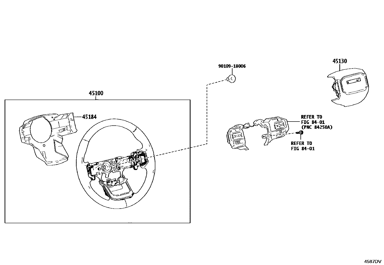 Toyota HILUX Steering Wheel EPC diagram — 4587DV