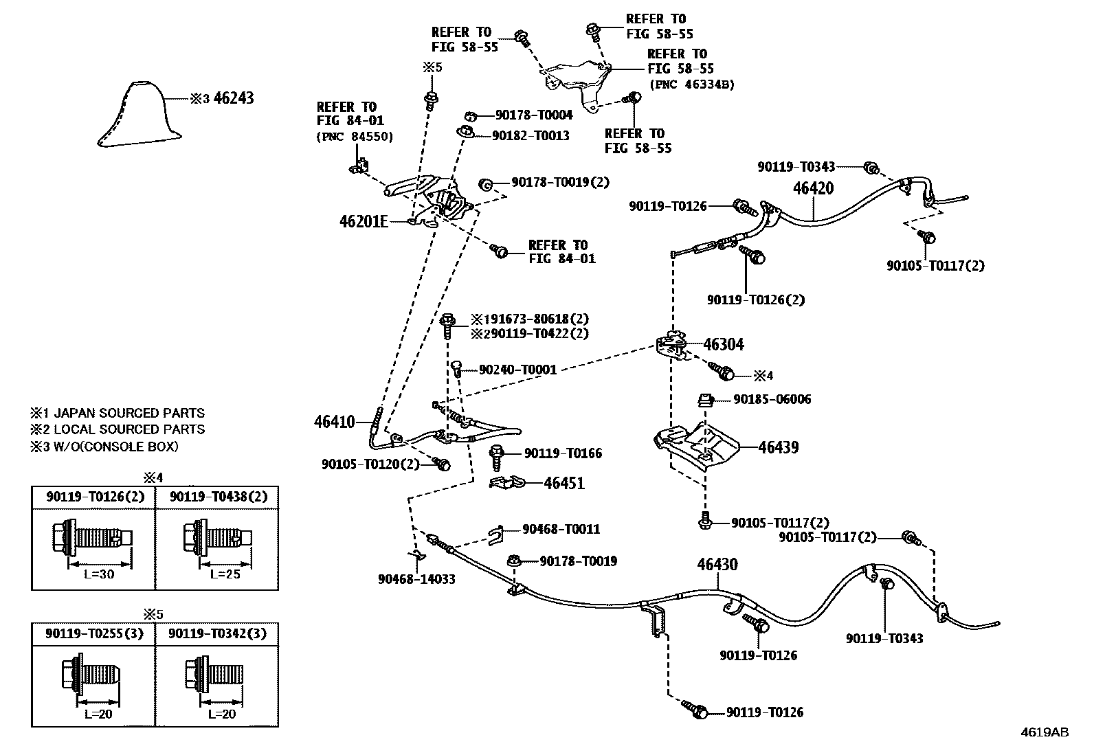 Toyota HILUX Parking Brake & Cable EPC diagram — 4619AB