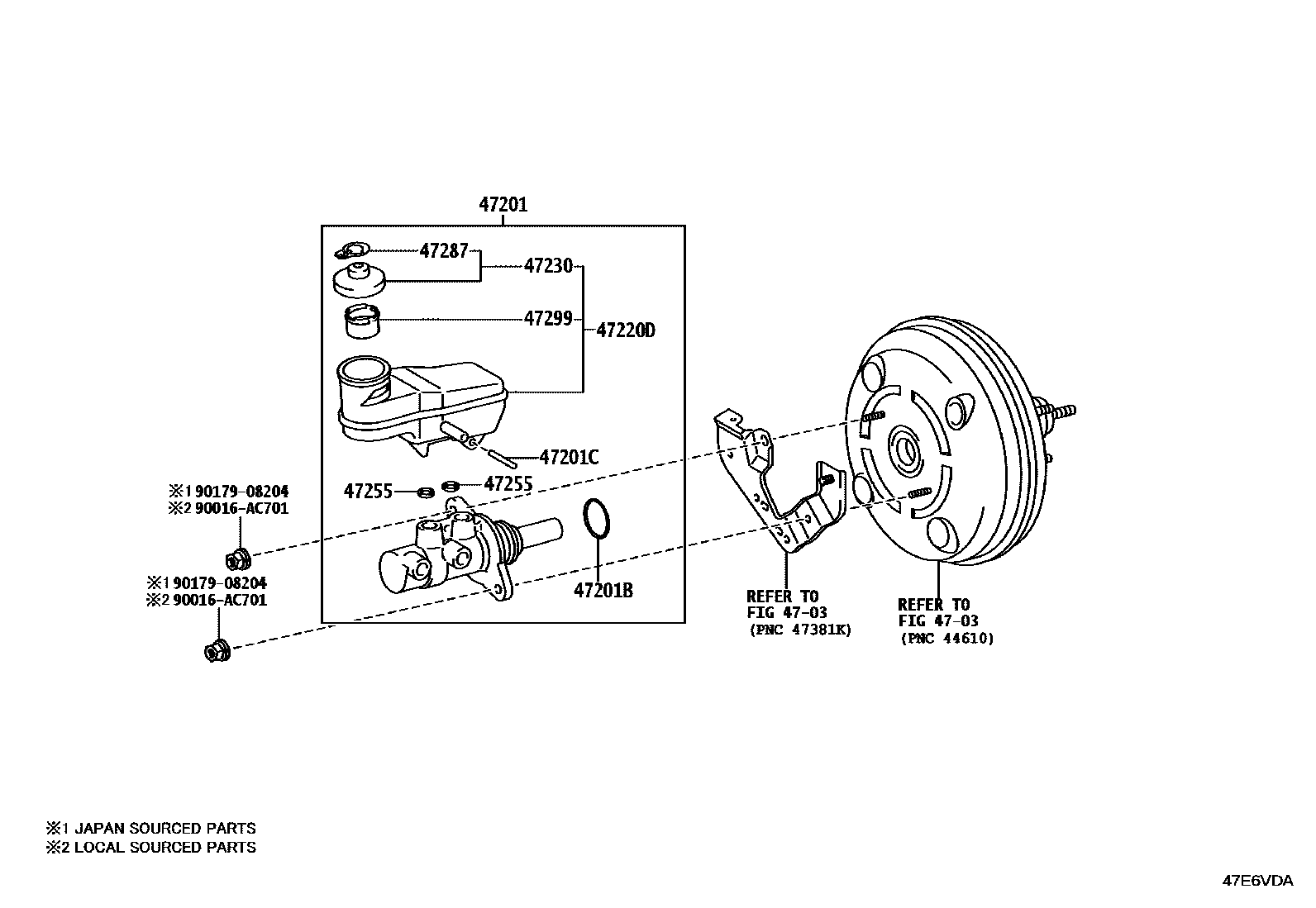 Toyota HILUX 制动总泵 EPC diagram — 47E6VDA