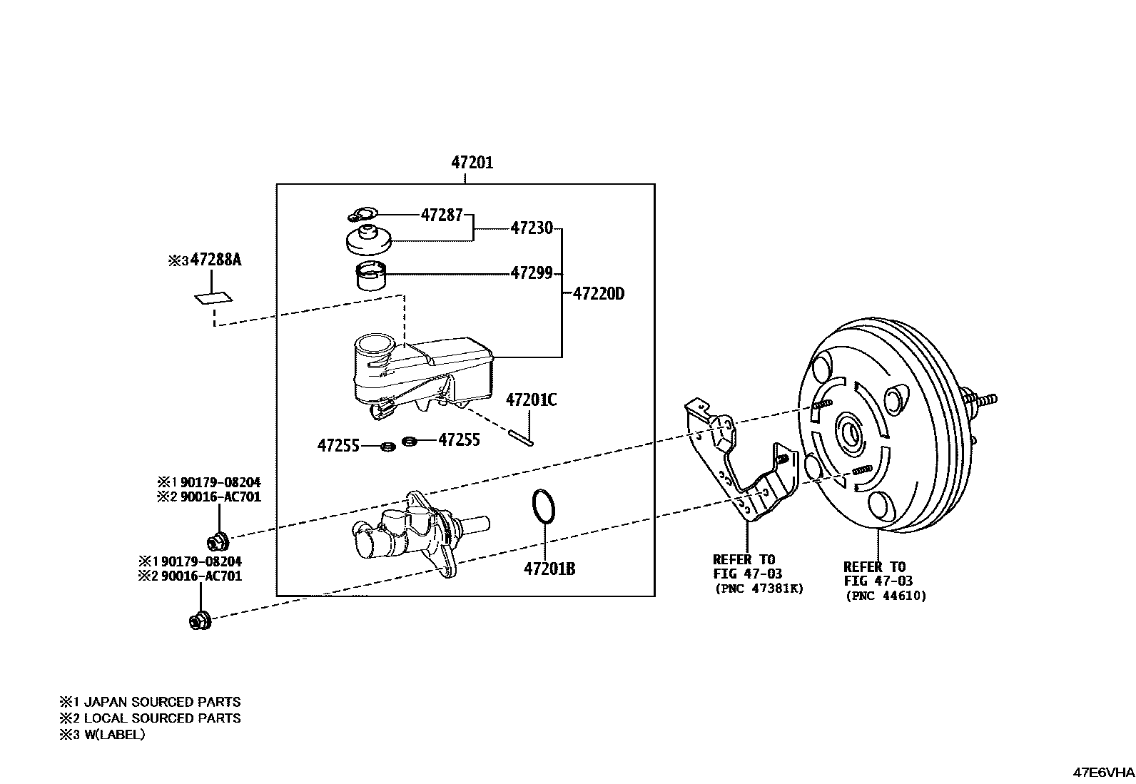 Toyota HILUX 制动总泵 EPC diagram — 47E6VHA