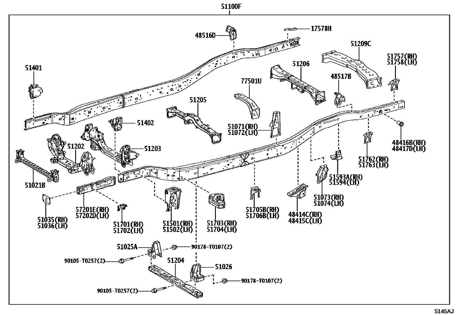 Toyota HILUX 车架 EPC diagram — 5145AJ
