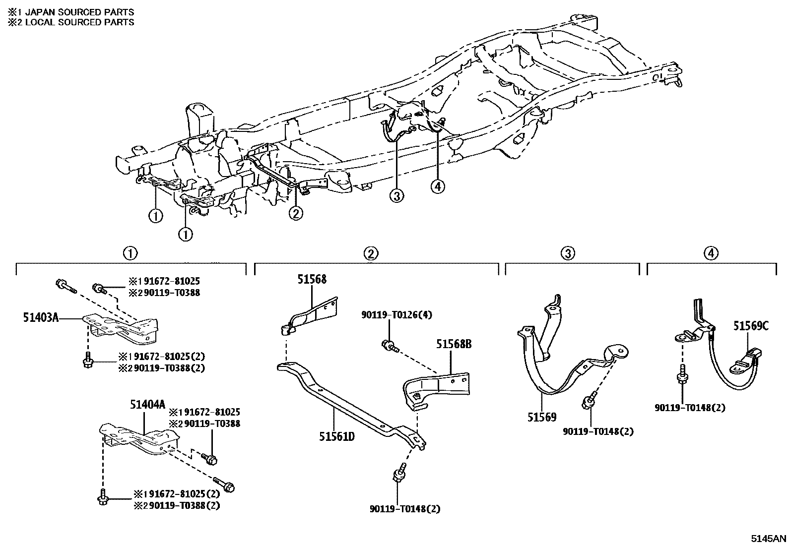 Toyota HILUX 车架 EPC diagram — 5145AN