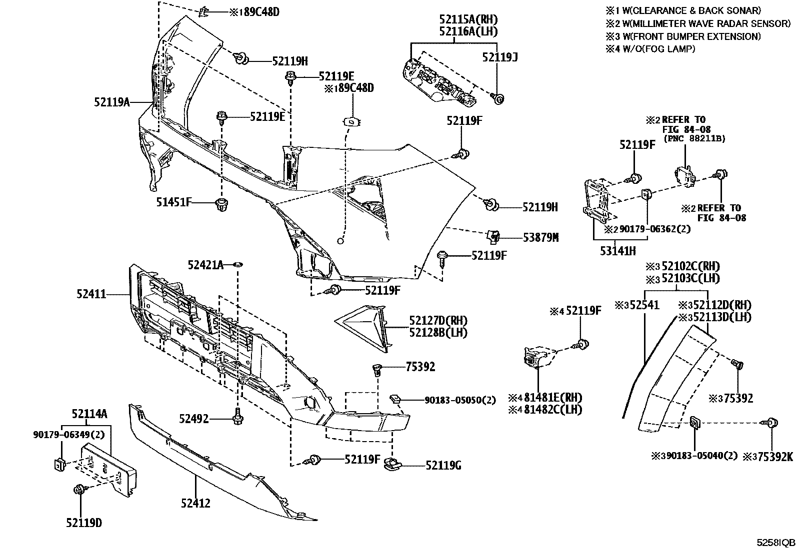 Toyota HILUX 前保险杠及附件 EPC diagram — 5258IQB