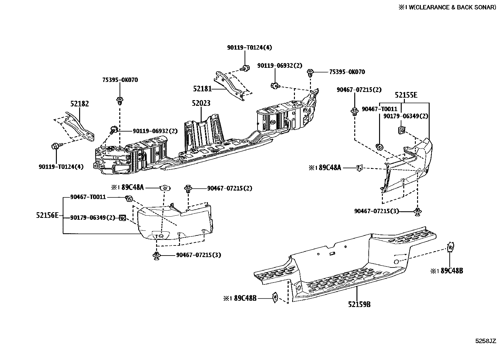 Toyota HILUX 后保险杠及附件 EPC diagram — 5258JZ