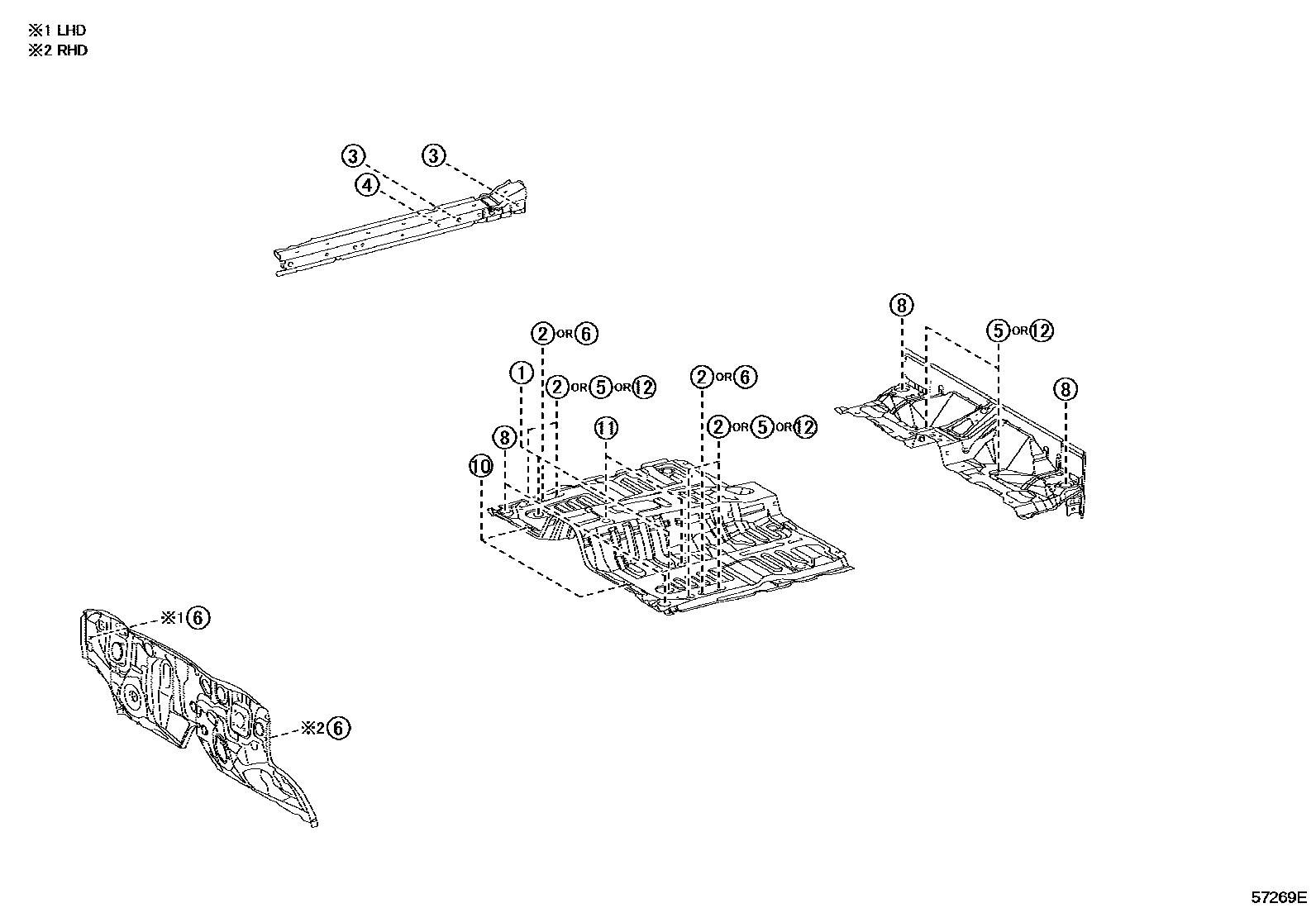 Toyota HILUX hole plug EPC diagram — 57269E