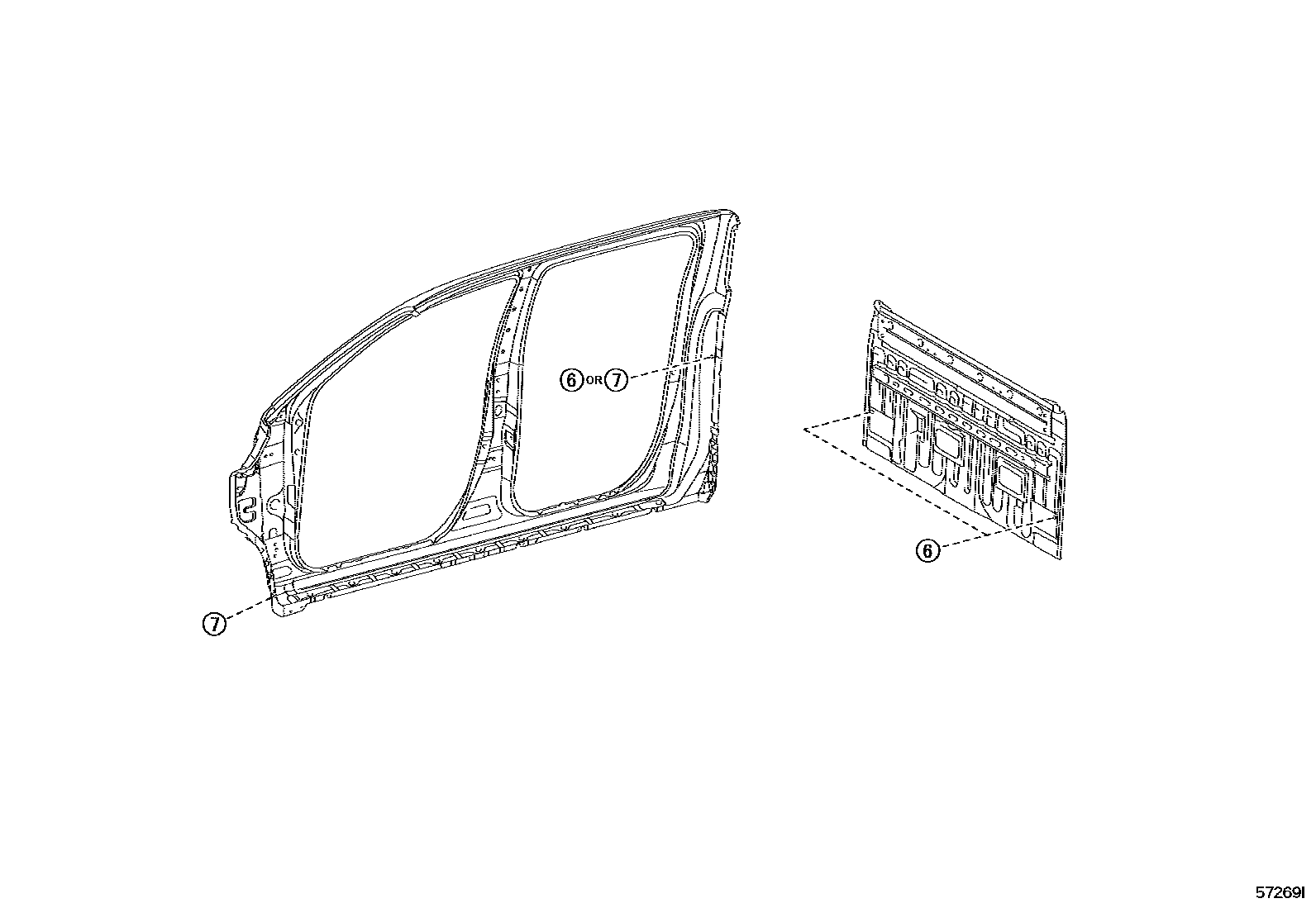 Toyota HILUX hole plug EPC diagram — 57269I