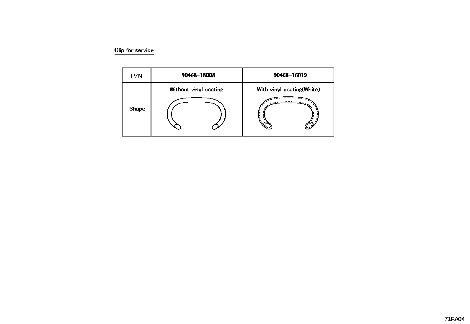 Toyota HILUX 座椅和座椅滑轨 EPC diagram — 71FA04