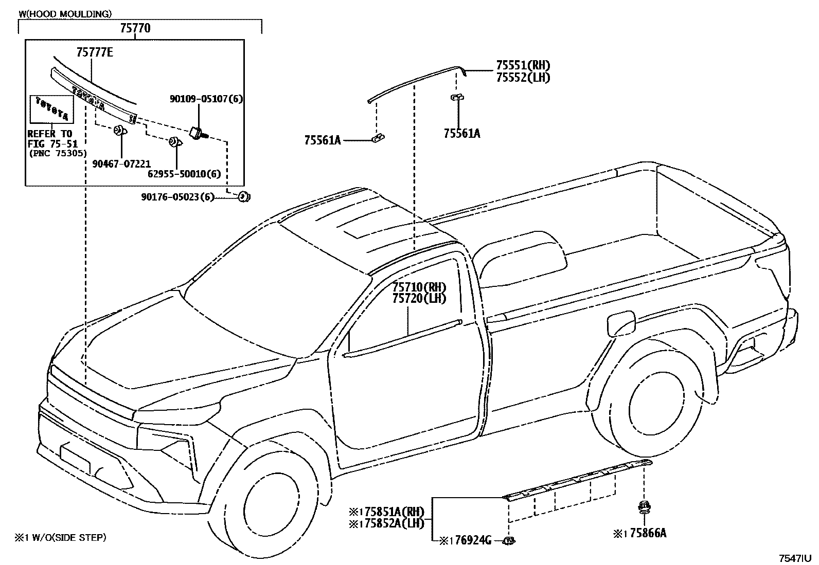 Toyota HILUX 防护条 EPC diagram — 7547IU