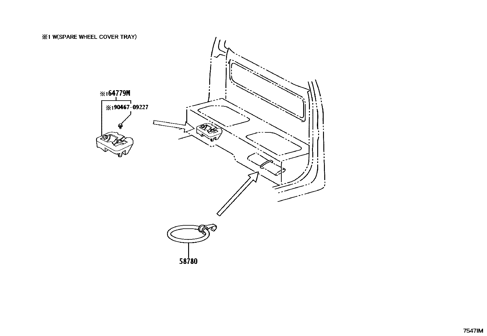 Toyota HILUX 工具箱和牌照支架 EPC diagram — 7547IM