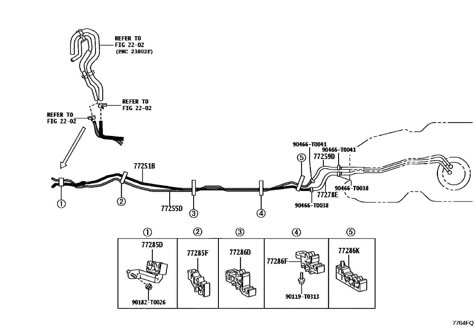 Toyota HILUX 燃油箱和燃油管 EPC diagram — 7764FQ