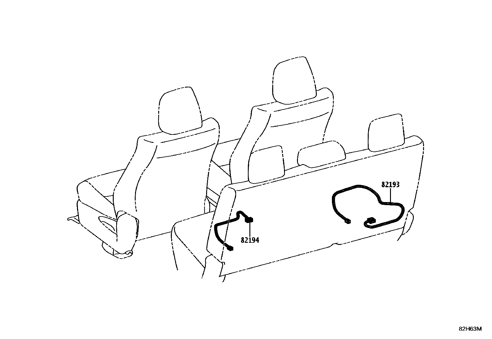 Toyota HILUX 线束和卡夹 EPC diagram — 82H63M