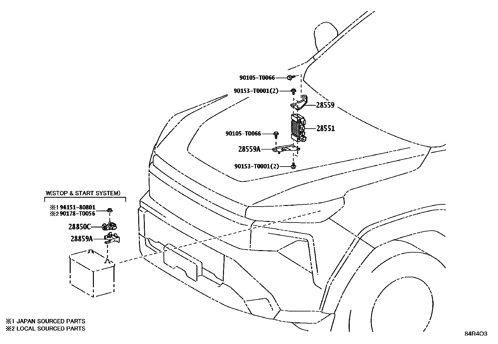 Toyota HILUX 开关和继电器和ECU EPC diagram — 84R4O3