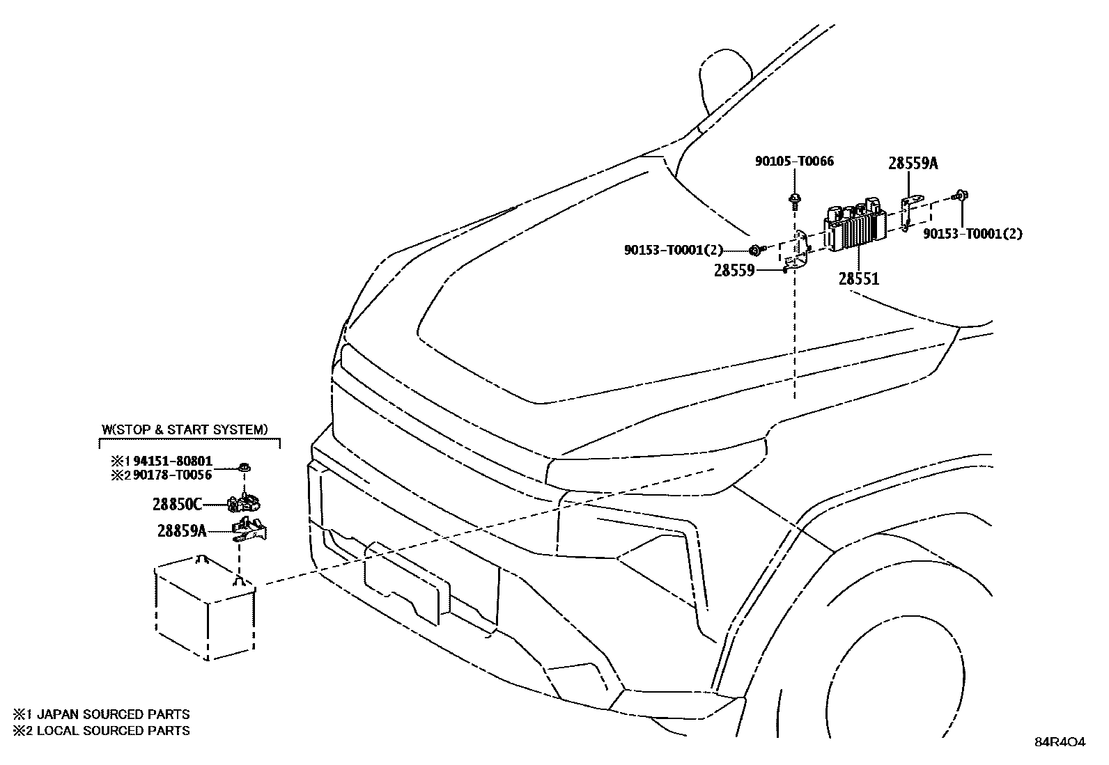 Toyota HILUX 开关和继电器和ECU EPC diagram — 84R4O4