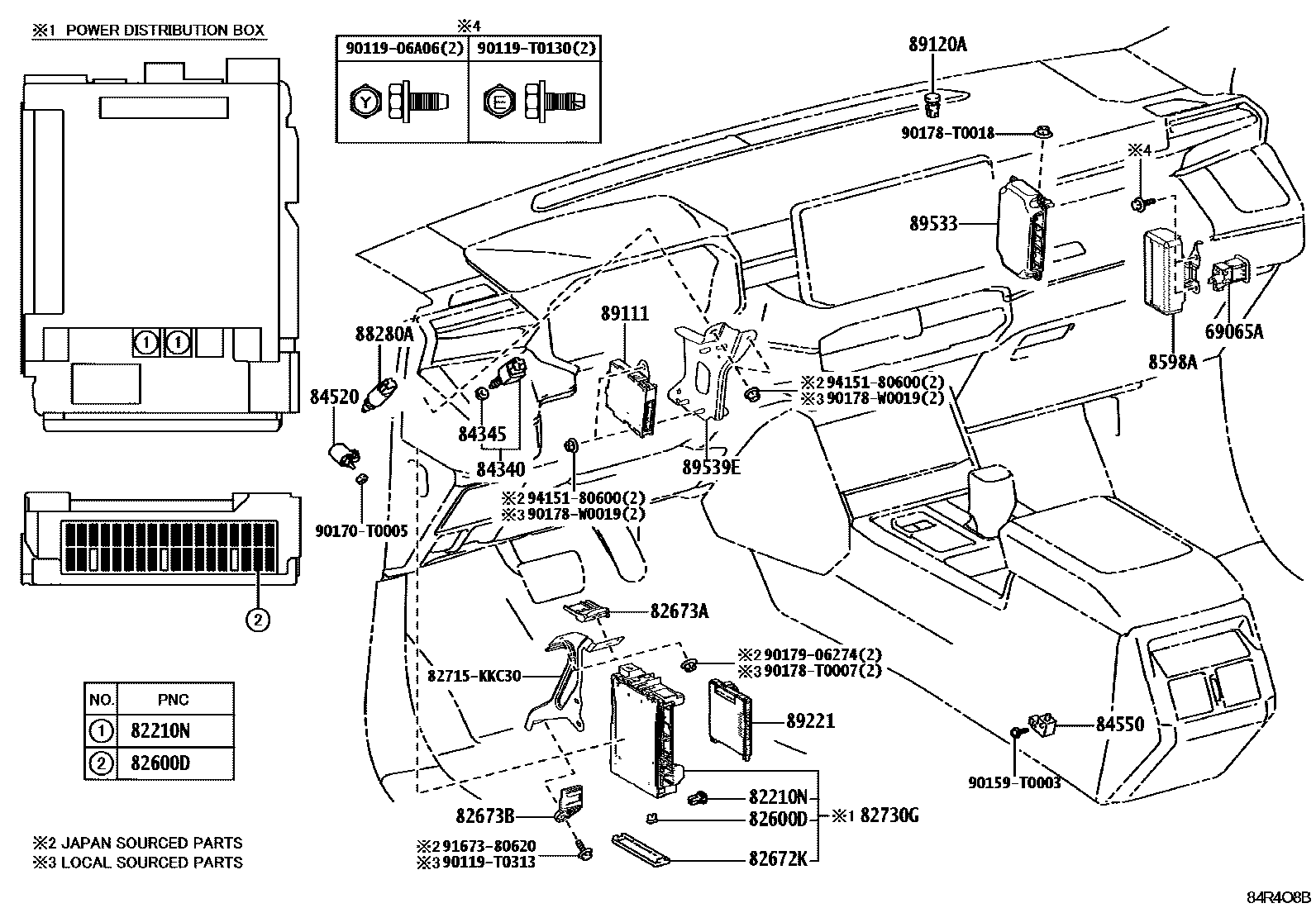 Toyota HILUX 开关和继电器和ECU EPC diagram — 84R4O8B