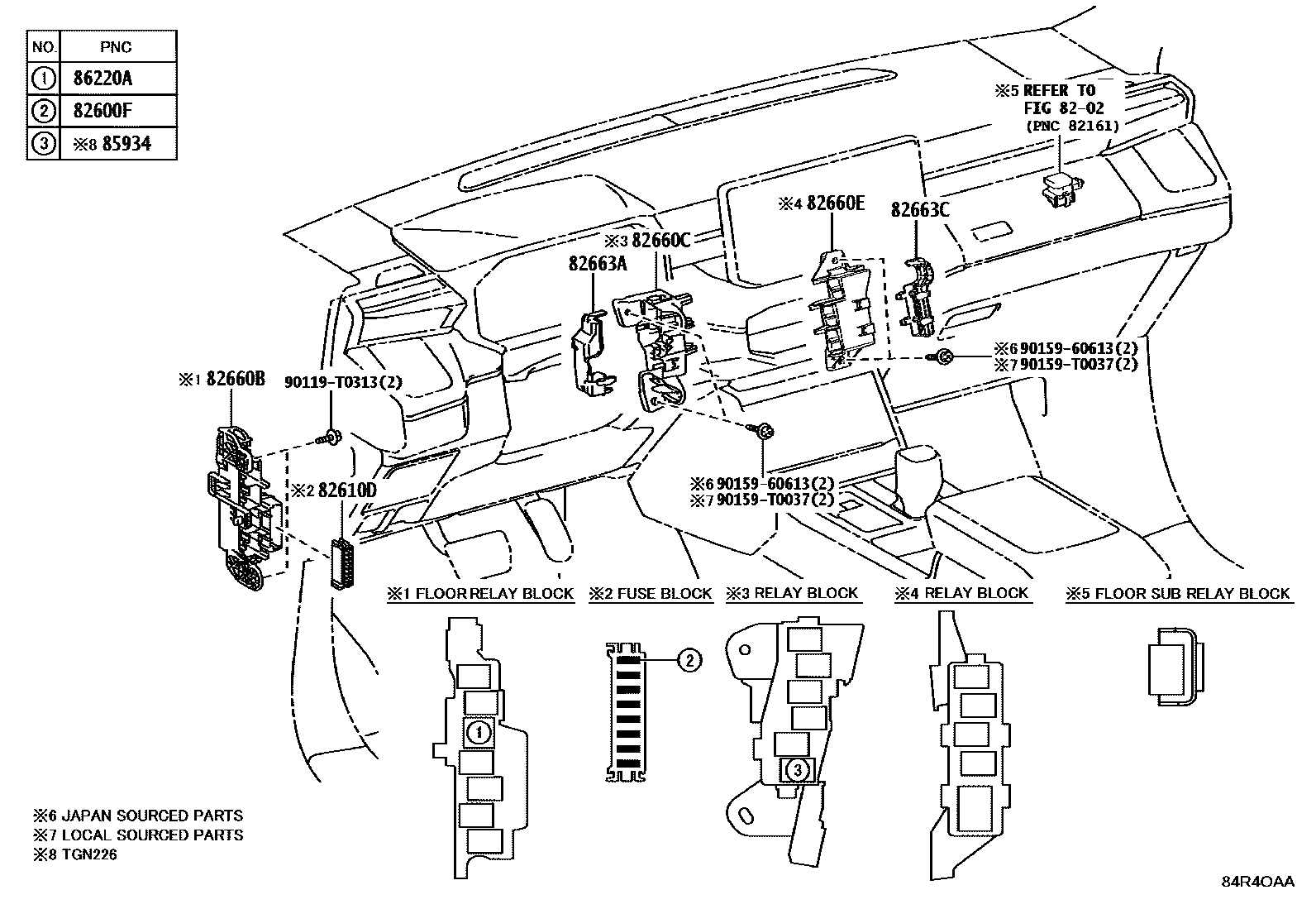Toyota HILUX 开关和继电器和ECU EPC diagram — 84R4OAA