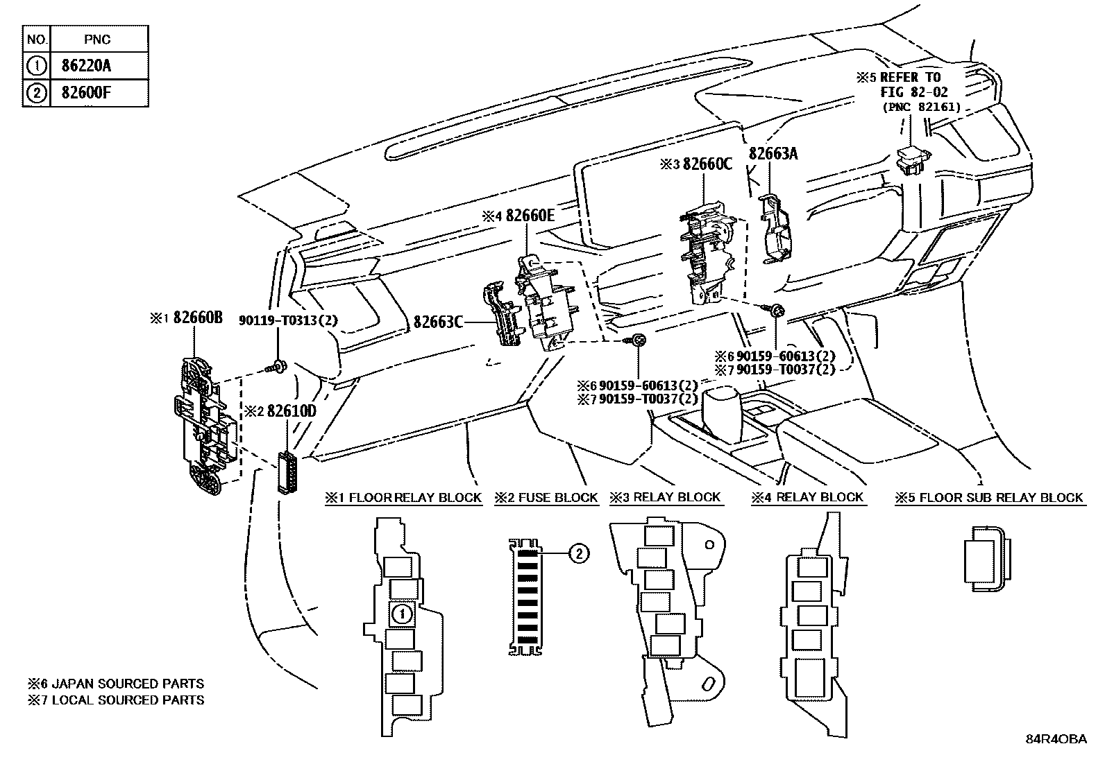 Toyota HILUX 开关和继电器和ECU EPC diagram — 84R4OBA