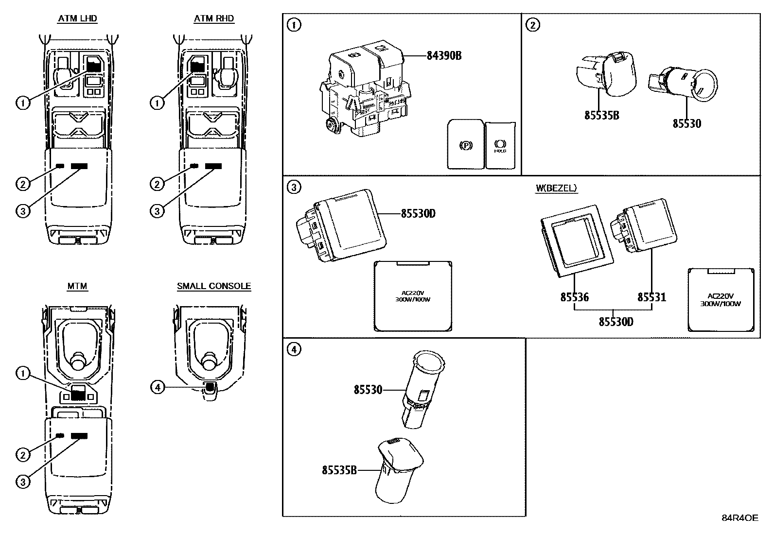 Toyota HILUX 开关和继电器和ECU EPC diagram — 84R4OE