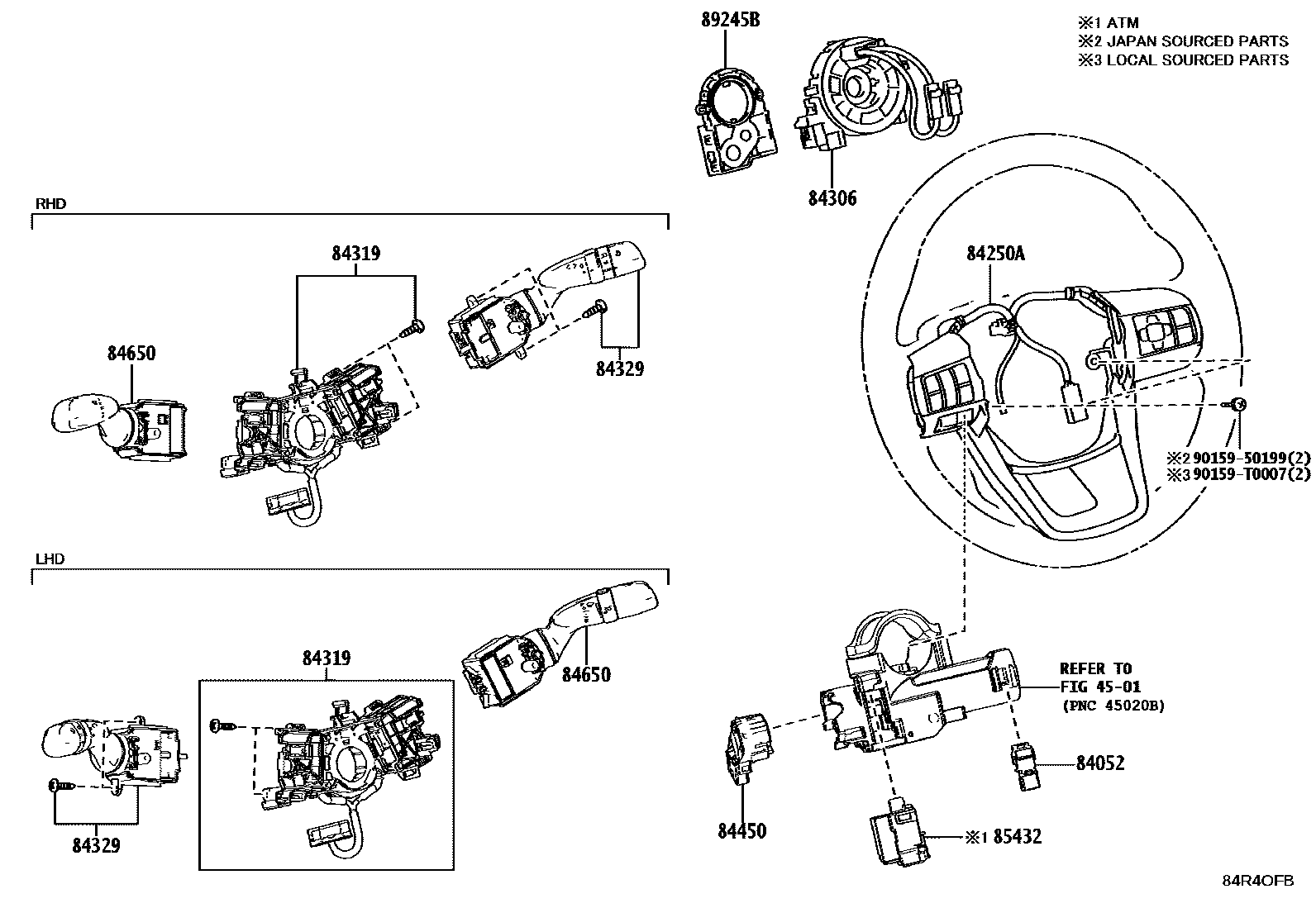 Toyota HILUX 开关和继电器和ECU EPC diagram — 84R4OFB